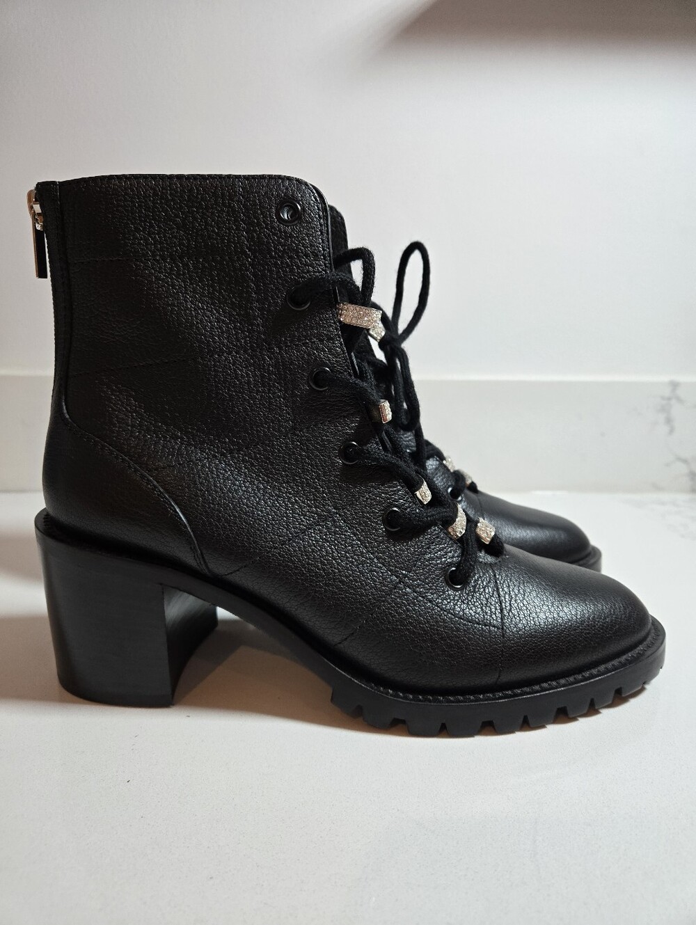 Jimmy Choo Bren 65 Black Leather Lace-Up Boots